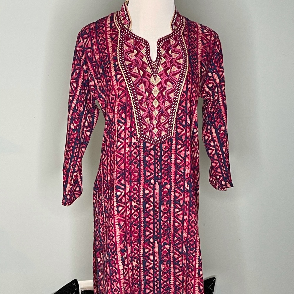 Soft tunic bought in Kenya - embroidered neckline